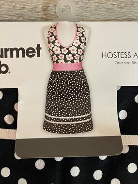 New Apron Black Pink Daisy Flower Dot One Size Gourmet Club